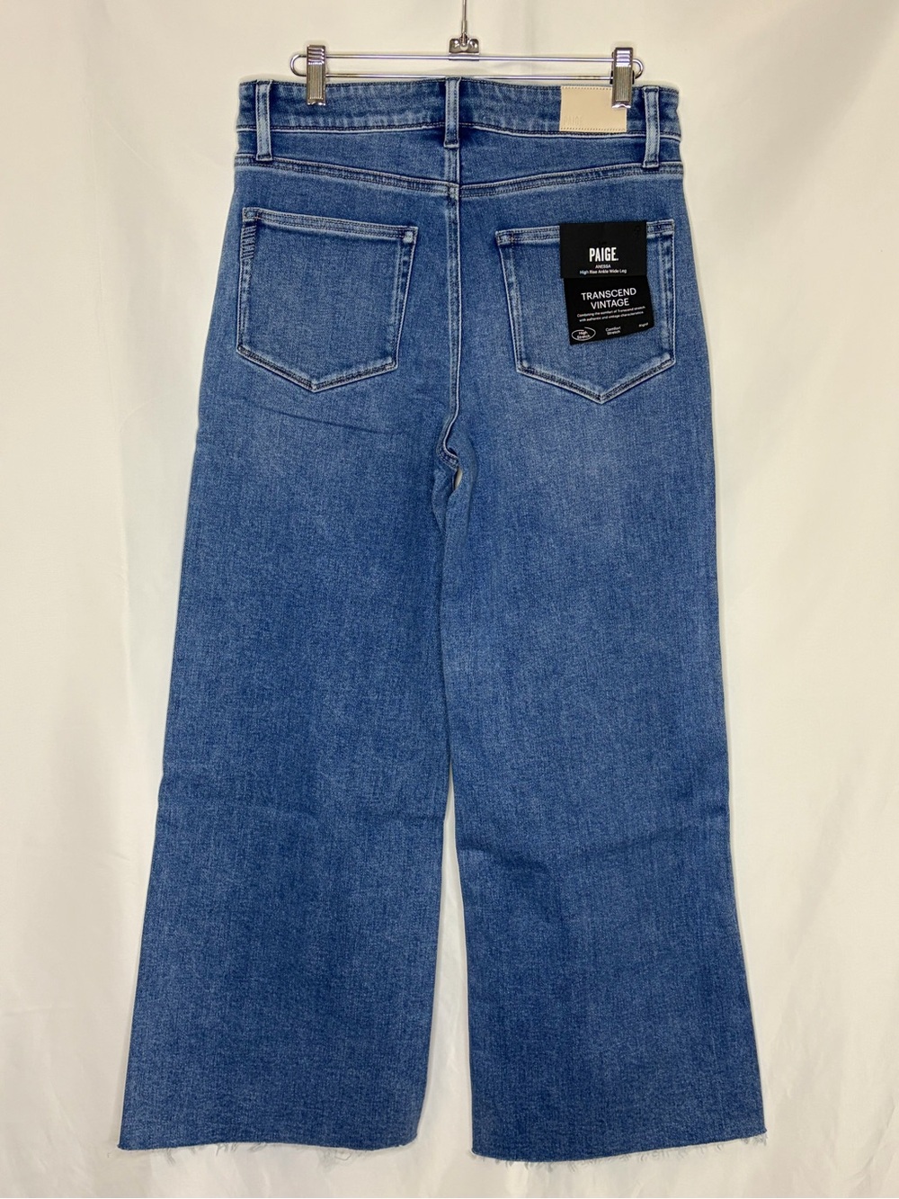 NWT PAIGE Anessa Quincy Pocket Raw Hem Wide Leg Jeans Veritas 29 - Picture 8 of 16